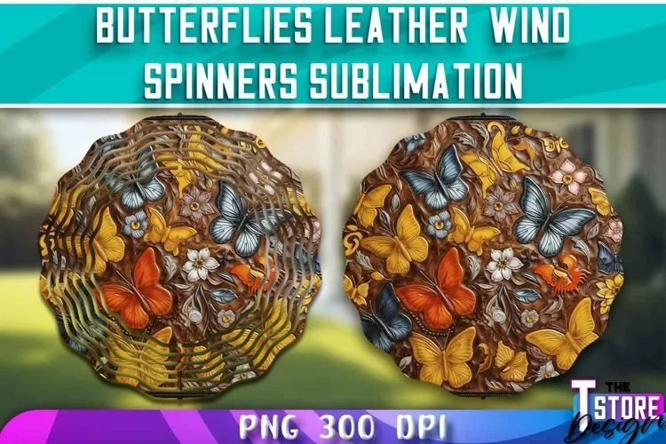 Butterflies Leather Wind Spinners Sublimation | PNG Design