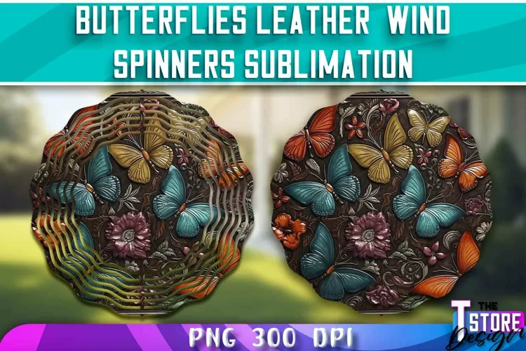 Butterflies Leather Wind Spinners Sublimation | PNG Design