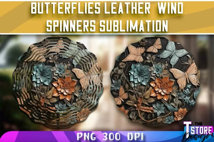 Butterflies Leather Wind Spinners Sublimation | PNG Design
