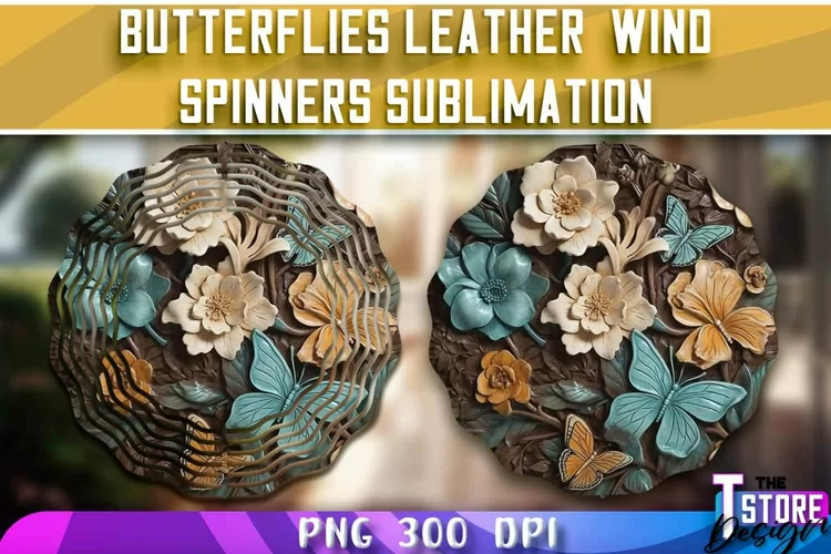 Butterflies Leather Wind Spinners Sublimation | PNG Design