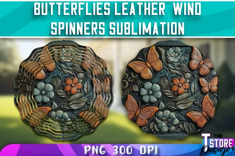 Butterflies Leather Wind Spinners Sublimation | PNG Design