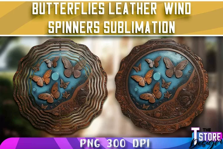 Butterflies Leather Wind Spinners Sublimation | PNG Design