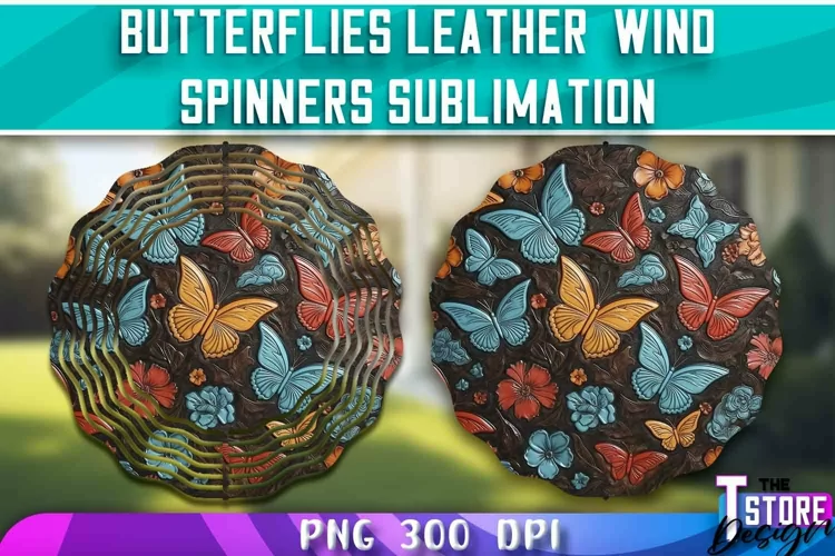 Butterflies Leather Wind Spinners Sublimation | PNG Design