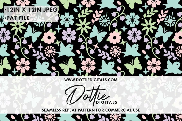Butterflies Meadow Repeat Seamless Pattern JPG and Pat File