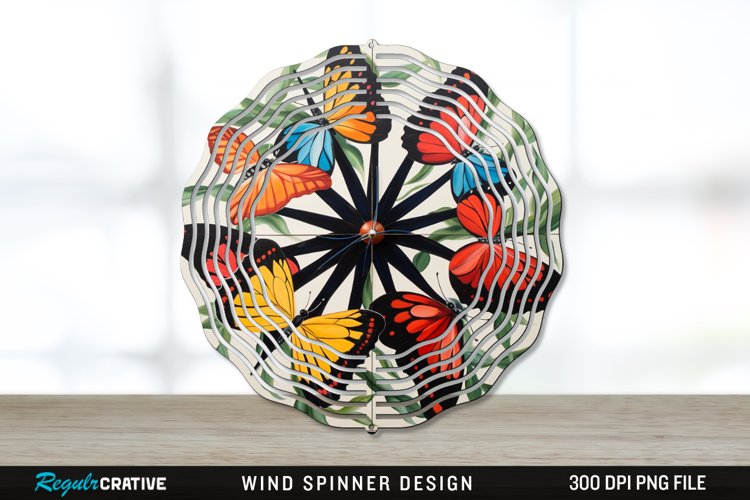 Butterflies Painted Wind Spinner Sublimation PNG Design