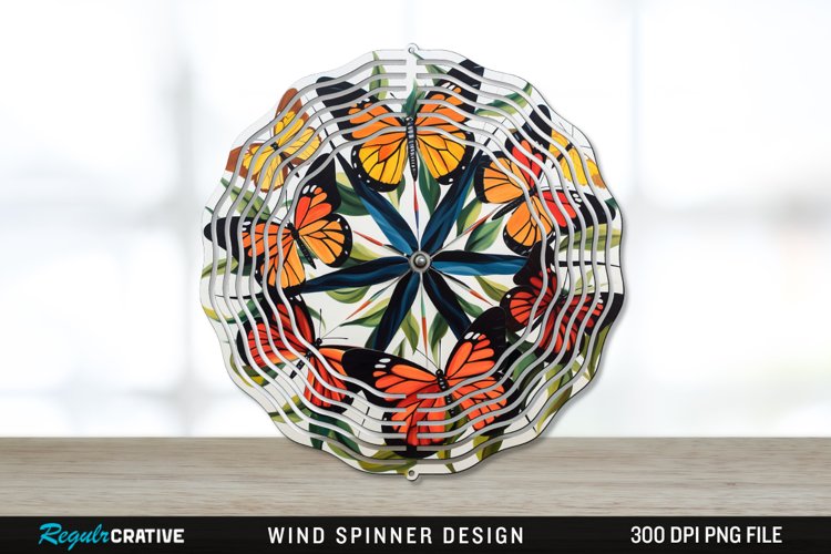 Butterflies Painted Wind Spinner Sublimation PNG Design