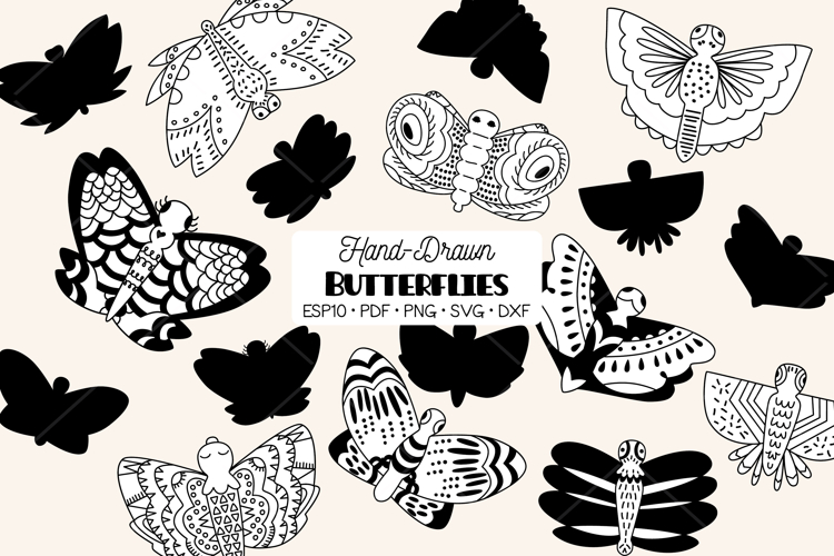 Butterfly Clipart Black and White Image 5
