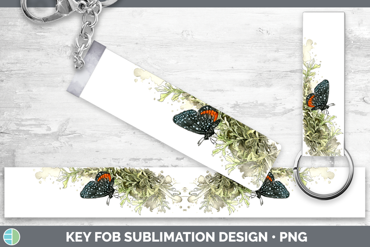 Atala Butterflies Sketch Key Fob Sublimation Design