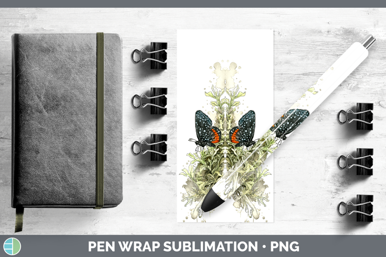 Atala Butterflies Sketch Pen Wrap Sublimation Design