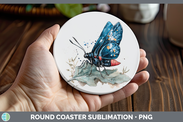 Atala Butterflies Sketch Round Coaster Sublimation Design