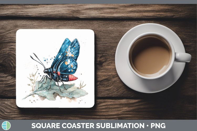 Atala Butterflies Sketch Square Coaster Sublimation Design