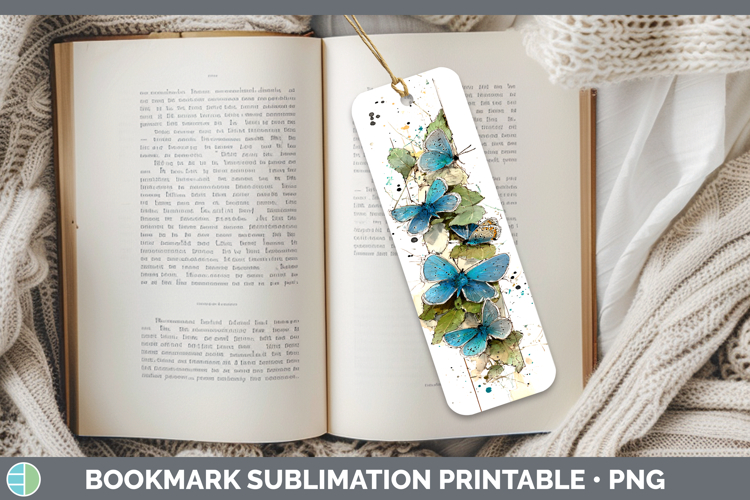 Common Blue Butterflies Sketch Bookmark Sublimation Design
