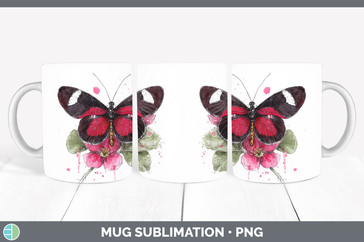GorgeousButterflies Sketch Mug Wrap design.