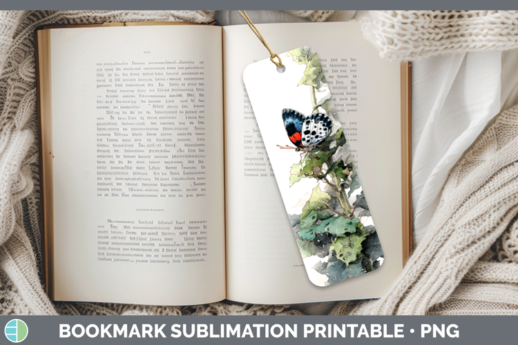 Eighty-Eight Butterflies Sketch Bookmark Sublimation Design