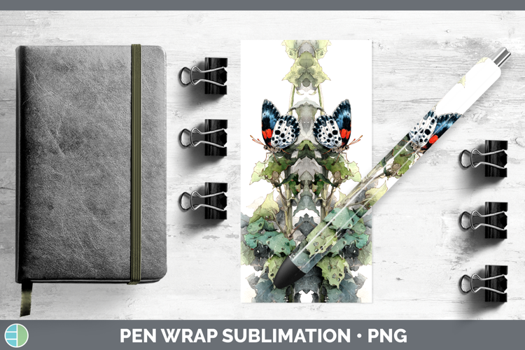 Eighty-Eight Butterflies Sketch Pen Wrap Sublimation Design