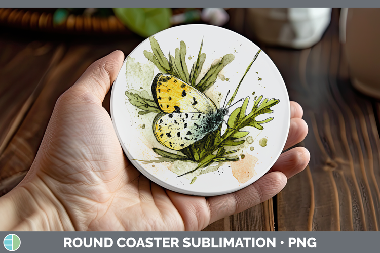 Eighty-Eight Butterflies Sketch Round Coaster Sublimation De