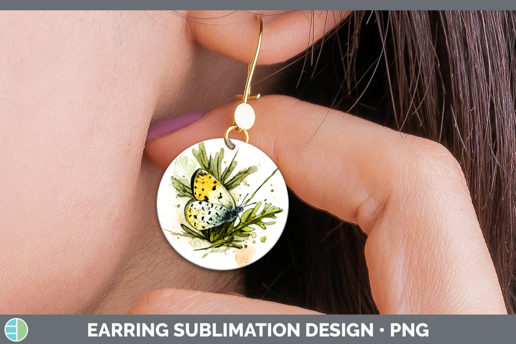 Eighty-Eight Butterflies Sketch Round Earrings Sublimation D