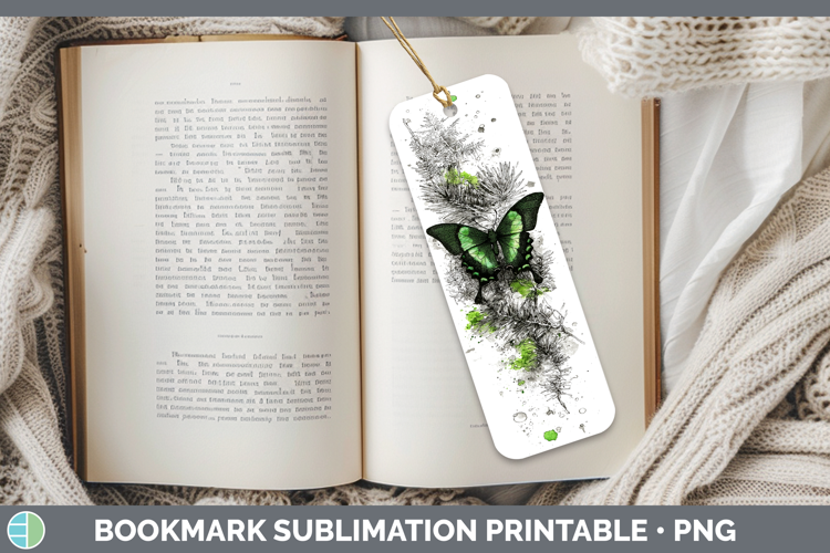 Emerald Swallowtail Butterflies Sketch Bookmark Sublimation