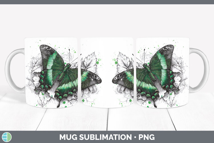 GorgeousButterflies Sketch Mug Wrap design.