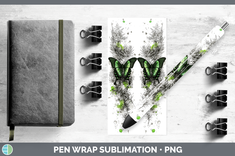 Emerald Swallowtail Butterflies Sketch Pen Wrap Sublimation