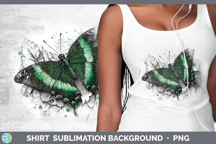 Emerald Swallowtail Butterflies Sketch Shirt Sublimation Des