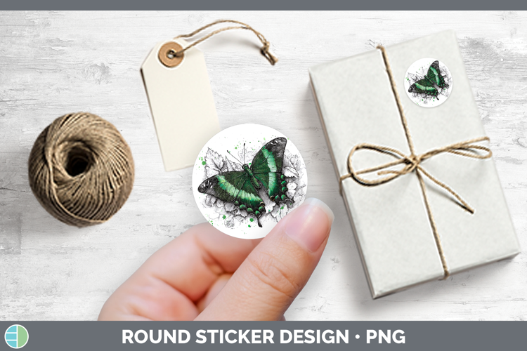 Emerald Swallowtail Butterflies Sketch Stickers Design