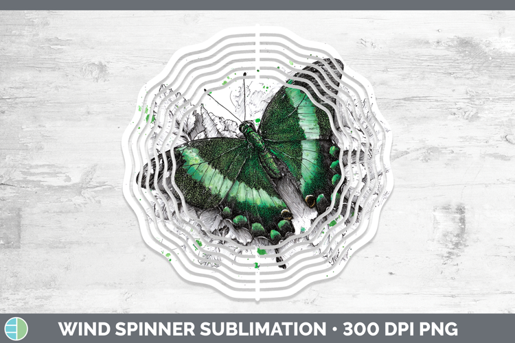 Emerald Swallowtail Butterflies Sketch Wind Spinner Sublimat