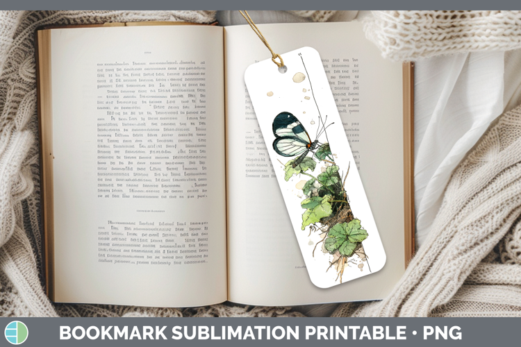 Glasswing Butterflies Sketch Bookmark Sublimation Design