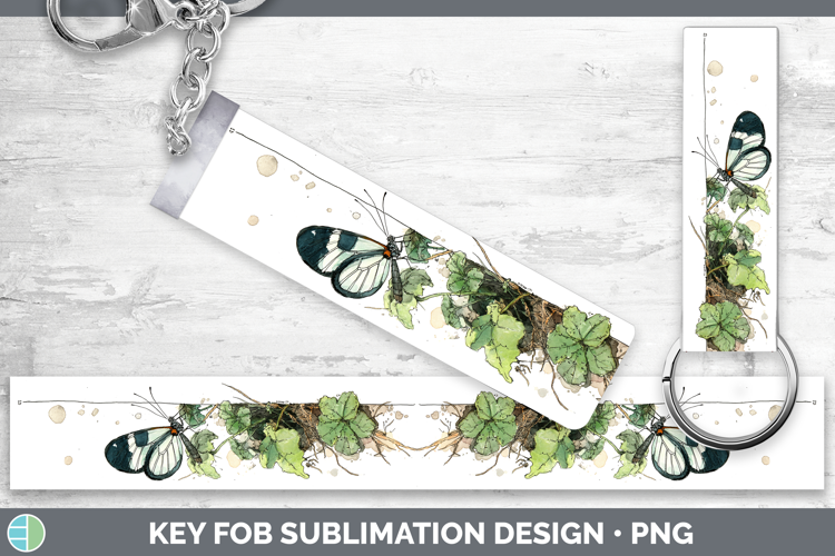 Glasswing Butterflies Sketch Key Fob Sublimation Design