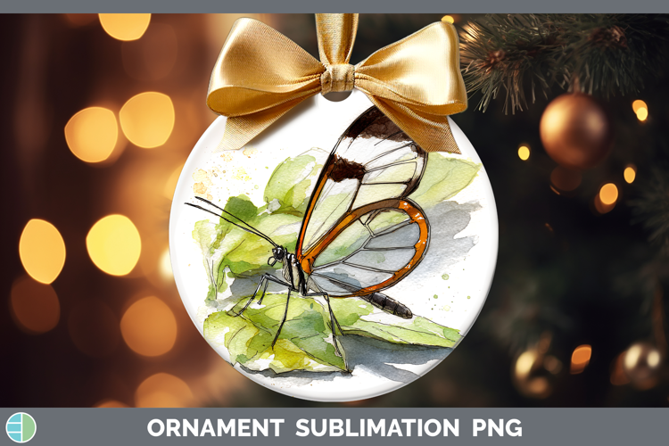 Glasswing Butterflies Sketch Ornament Sublimation Design
