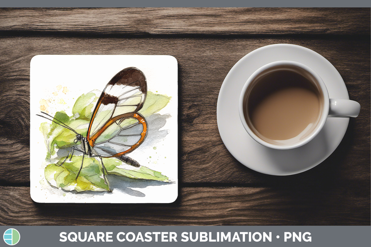 Glasswing Butterflies Sketch Square Coaster Sublimation Desi