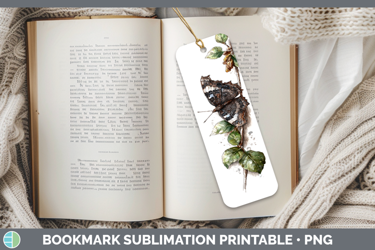 Jazzy Leafwing Butterflies Sketch Bookmark Sublimation Desig