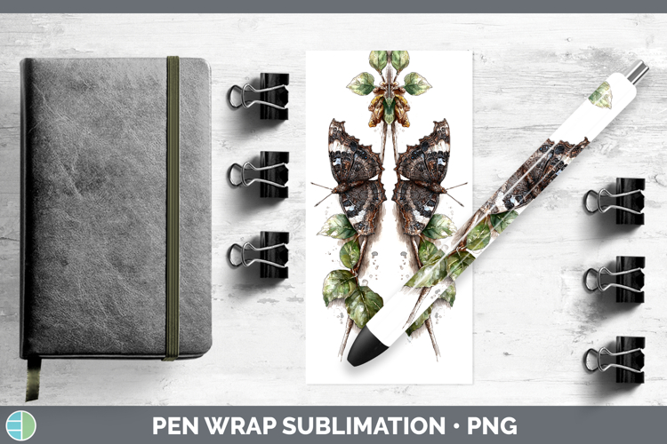 Jazzy Leafwing Butterflies Sketch Pen Wrap Sublimation Desig