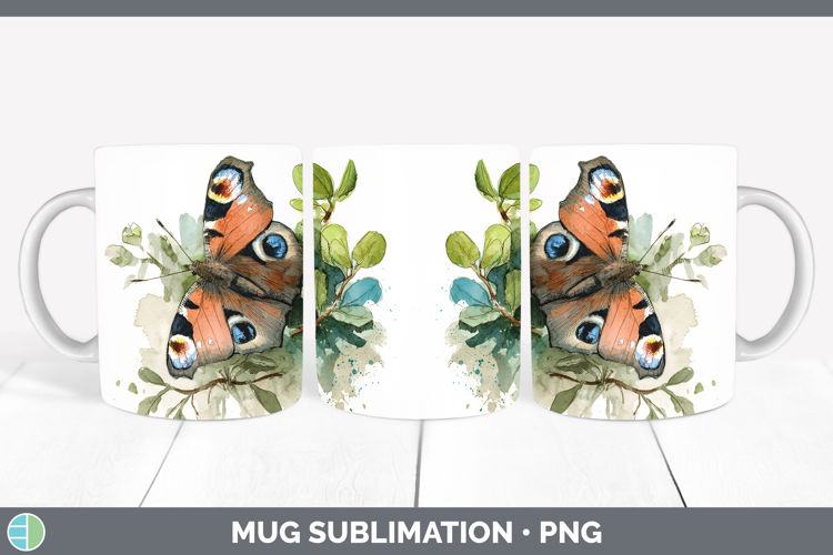 Krishna Peacock Butterflies Sketch Mug Wrap Sublimation Desi
