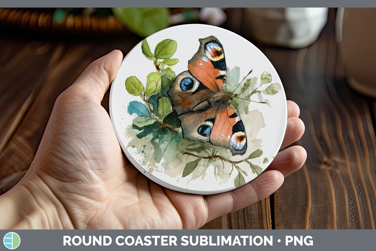 Krishna Peacock Butterflies Sketch Round Coaster Sublimation