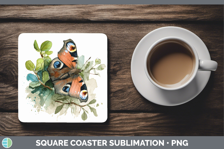 Krishna Peacock Butterflies Sketch Square Coaster Sublimatio