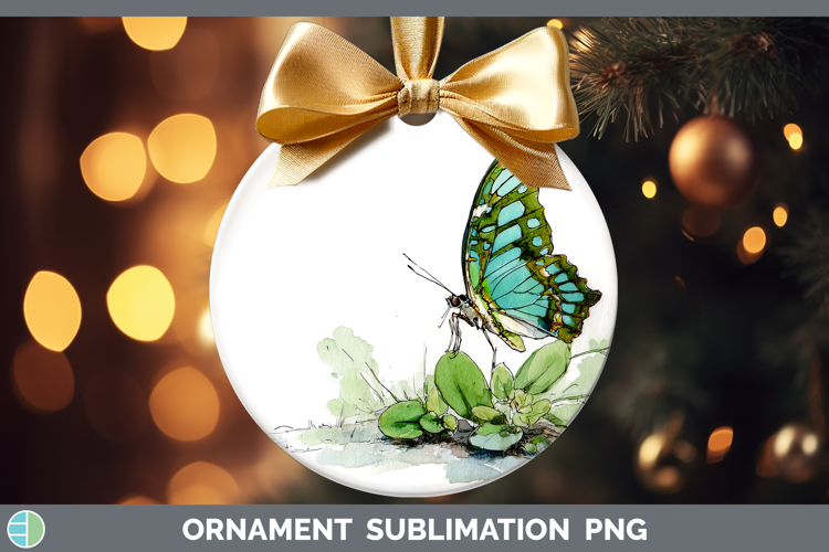 Malachite Butterflies Sketch Ornament Sublimation Design