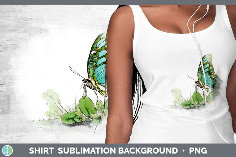 Malachite Butterflies Sketch Shirt Sublimation Design