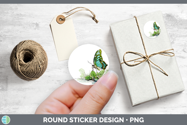 Malachite Butterflies Sketch Stickers Design