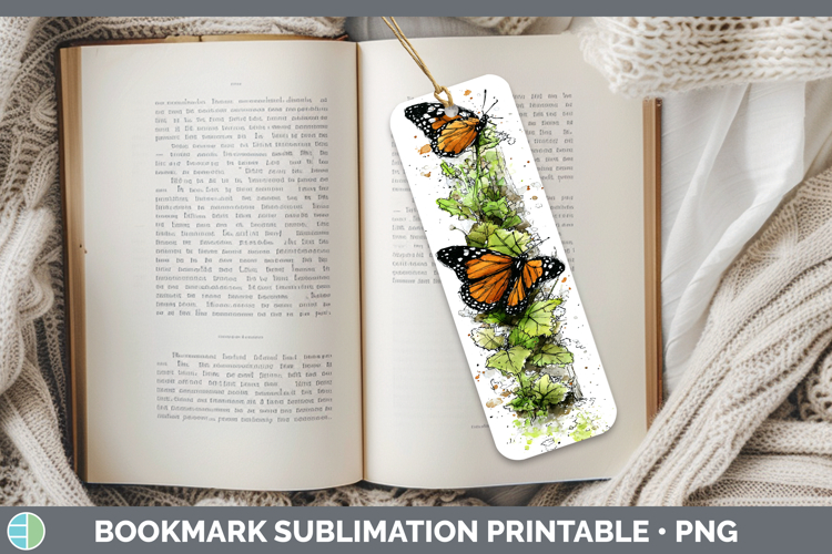Monarch Butterflies Sketch Bookmark Sublimation Design