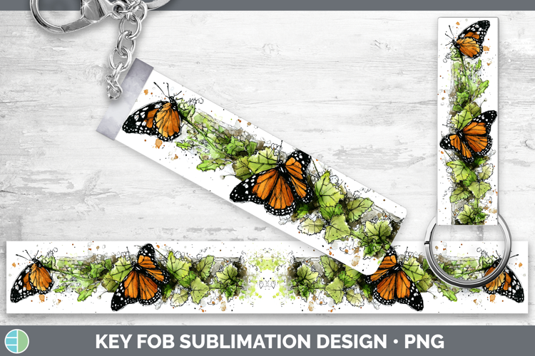 Monarch Butterflies Sketch Key Fob Sublimation Design