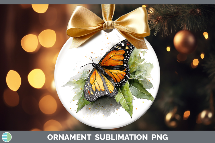 Monarch Butterflies Sketch Ornament Sublimation Design
