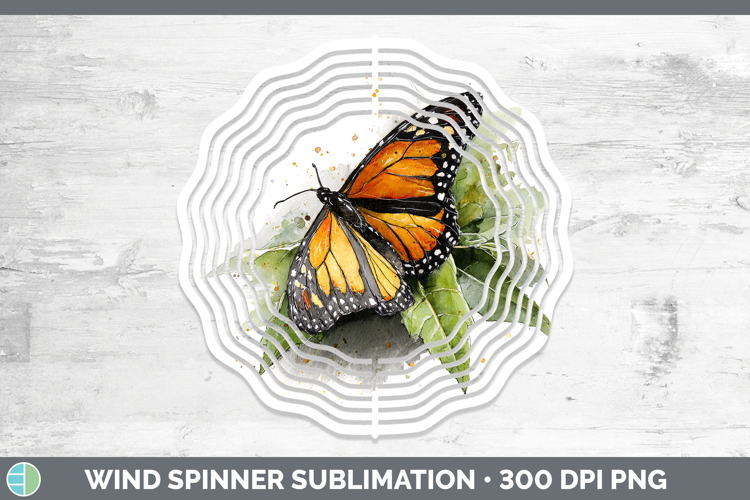Monarch Butterflies Sketch Wind Spinner Sublimation Design