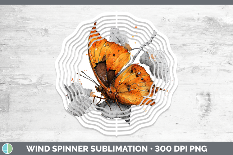 Orange Dead Leaf Butterflies Sketch Wind Spinner Sublimation