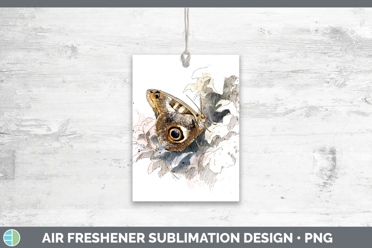Owl Butterflies Sketch Air Freshener Sublimation Design