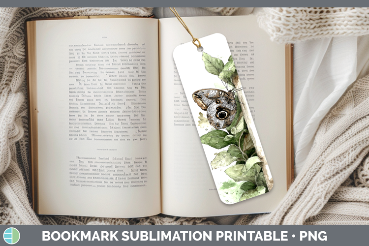 Owl Butterflies Sketch Bookmark Sublimation Design