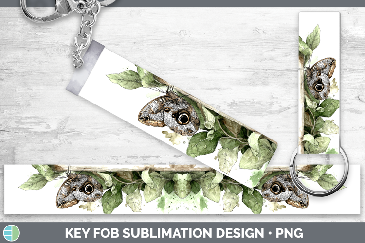 Owl Butterflies Sketch Key Fob Sublimation Design