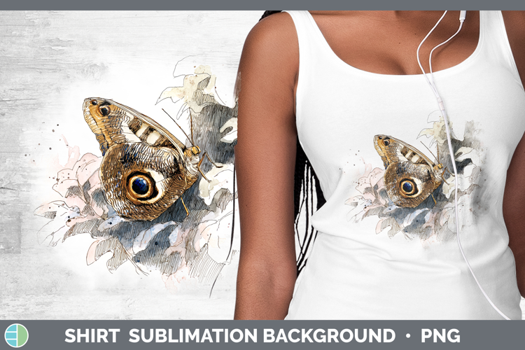 Owl Butterflies Sketch Shirt Sublimation Design