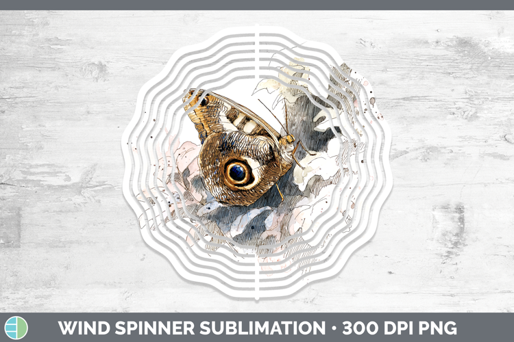 Owl Butterflies Sketch Wind Spinner Sublimation Design