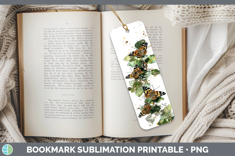 Painted Lady Butterflies Sketch Bookmark Sublimation Design